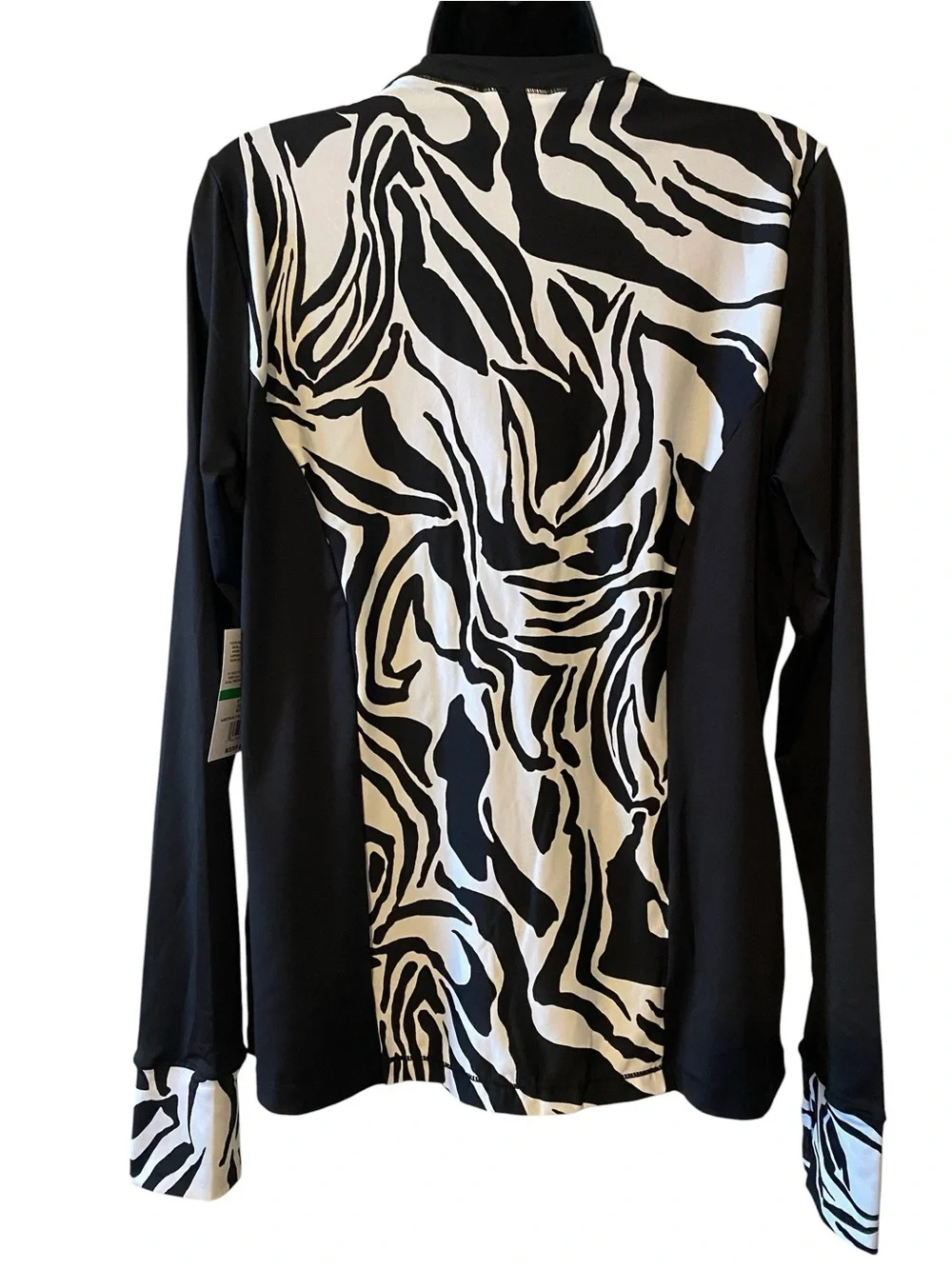 Women's Rash Guard 24th & Ocean Black & White Zip Front Rash Guard UPF 50 NWT L - Picture 6 of 8